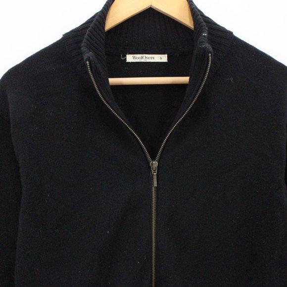 WoolOvers Sweater Mens Black Casual Full Zip Long Sleeve Wool Size Small S - Picture 4 of 8